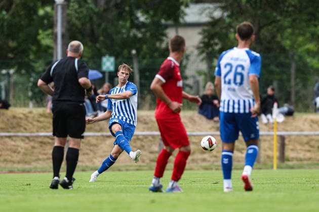 Luka Hyryläinen (1. FC Magdeburg,38) - 2. Fußball Bundesliga Saison 2026-2027 Testspiel Sommervorbereitung FSV Havelberg vs 1. FC Magdeburg im Sportforum am Eichwald - Aktion,Fußball,Mann,Männer,Deutschland,04.07.2026 *** Luka Hyryläinen, 1 FC Magdeburg, 38, 2nd Bundesliga, 2026–2027 season, preseason friendly: FSV Havelberg vs. 1 FC Magdeburg at the Sportforum am Eichwald. Action, soccer, man,Men, Germany, July 4, 2026