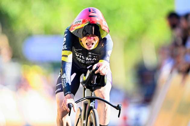 Tour de France 2026 Stage 1 BARCELONA, SPAIN - JULY 04 : Vingegaard Jonas (DEN) of Team Visma Lease a Bike at the finish line during stage 1 of the 113rd edition of Tour de France an UCI World Tour 2.UWT Team Time Trial stage for Men Elite of 19 km with start in Barcelona and finish in Barcelona on July 4, 2026 in Barcelona, Spain, 04 07 2026 Barcelona Spain  Copyright: xTomasxSiskx