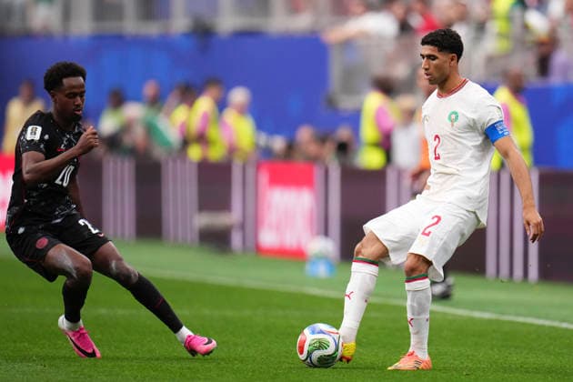 Canada v Morocco: Round of 16 - FIFA World Cup, WM, Weltmeisterschaft, Fussball 2026 Achraf Hakimi of Morocco plays the ball during the FIFA World Cup 2026 Round Of 16 match between Canada and Morocco at Houston Stadium on July 4, 2026 in Houston, United States. Houston TX United States  Copyright: xJosexBretonx originalFilename:bretonhernandez-canadavm260704_npJWP.jpg