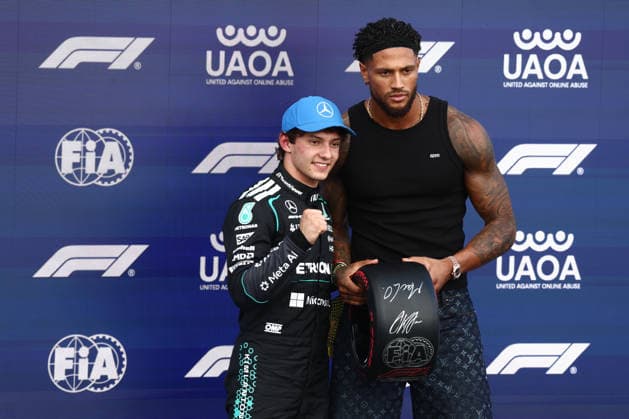 F1 British Grand Prix 2026 Qualifying Andrea Kimi Antonelli of Mercedes and Maduka Okoye after qualifying ahead of the Formula 1 British Grand Prix at Silverstone Circuit in Northampton, Great Britain on July 4, 2026. Northampton United Kingdom  Copyright: xJakubxPorzyckix originalFilename:porzycki-f1britis260704_npQcX.jpg