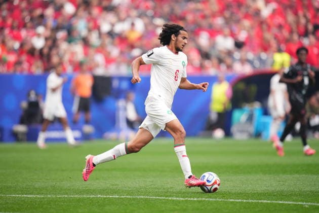 Canada v Morocco - FIFA World Cup, WM, Weltmeisterschaft, Fussball 2026 - Round of 16 HOUSTON, UNITED STATES - JULY 04: Ayyoub Bouaddi of Morocco runs with the ball during the 2026 FIFA World Cup Round of 16 match between Canada and Morocco at Houston Stadium (NRG Stadium) on July 04, 2026 in Houston, Texas. Jose Hernandez Anadolu Texas United States. Editorial use only. Please get in touch for any other usage.  Copyright: x2026xAnadoluxJosexHernandezx