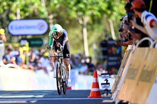 Tour de France 2026 Stage 1 BARCELONA, SPAIN - JULY 04 : Seixas Paul (FRA) of Decathlon CMA CGM Team at the finish line during stage 1 of the 113rd edition of Tour de France an UCI World Tour 2.UWT Team Time Trial stage for Men Elite of 19 km with start in Barcelona and finish in Barcelona on July 4, 2026 in Barcelona, Spain, 04 07 2026 Barcelona Spain  Copyright: xTomasxSiskx
