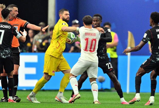 FIFA World Cup, WM, Weltmeisterschaft, Fussball 2026 - Round of 16 - Canada vs Morocco Players scuffle during the FIFA World Cup 2026 Round of 16 match Canada against Morocco, in Houston, USA, 04 July 2026. HOUSTON United States  Copyright: xSAMxWASSONx
