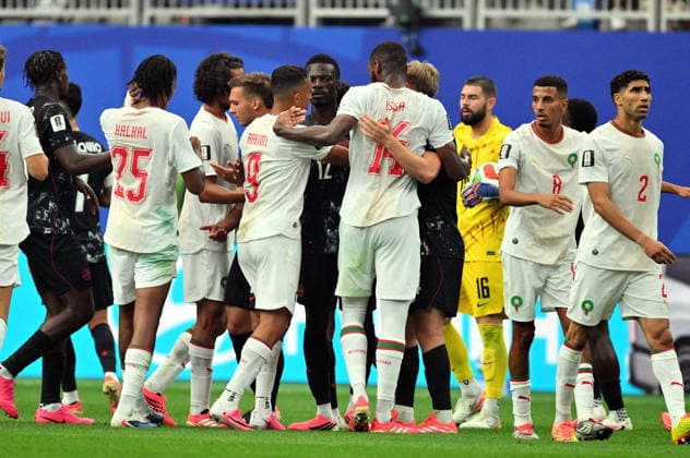 FIFA World Cup, WM, Weltmeisterschaft, Fussball 2026 - Round of 16 - Canada vs Morocco Players scuffle during the FIFA World Cup 2026 Round of 16 match Canada against Morocco, in Houston, USA, 04 July 2026. HOUSTON United States  Copyright: xSAMxWASSONx