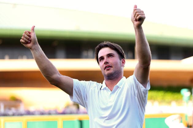 Arthur Fery celebrates winning his third round match Wimbledon Tennis Championships, Day 6, The All England Lawn Tennis and Croquet Club, London, UK - 04 Jul 2026London The All England Lawn Tennis and United Kingdom  Copyright: xJamesxMarsh Shutterstockx 16975551fl
