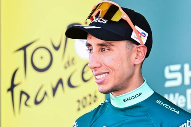 Tour de France 2026 Stage 1 BARCELONA, SPAIN - JULY 04 : Ayuso Juan (ESP) of Lidl Trek on the podium during stage 1 of the 113rd edition of Tour de France an UCI World Tour 2.UWT Team Time Trial stage for Men Elite of 19 km with start in Barcelona and finish in Barcelona on July 4, 2026 in Barcelona, Spain, 04 07 2026 Barcelona Spain  Copyright: xPeterxDexVoechtx