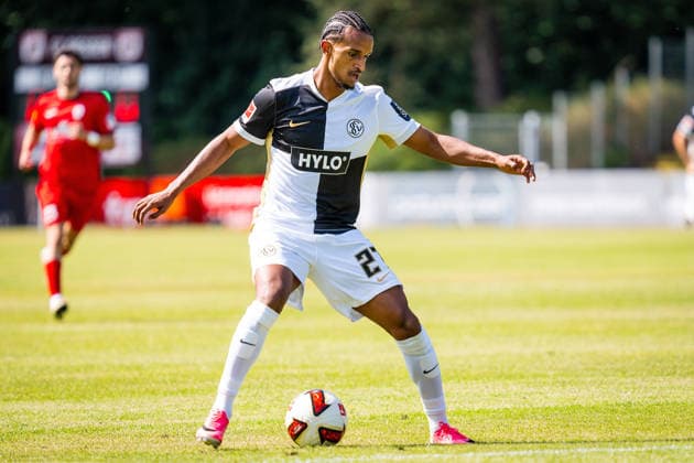 04.07.2026, xovx, Fußball Bundesliga Testspiel, FC Gießen - SV Elversberg Filimon Gerezgiher (SV Elversberg), Freisteller Gießen Waldstadion Hessen Deutschland (DE) *** July 4, 2026, xovx, Bundesliga soccer exhibition match, FC Gießen vs. SV Elversberg, Filimon Gerezgiher, SV Elversberg, cutout, Gießen, Waldstadion, Hesse, Germany, DE