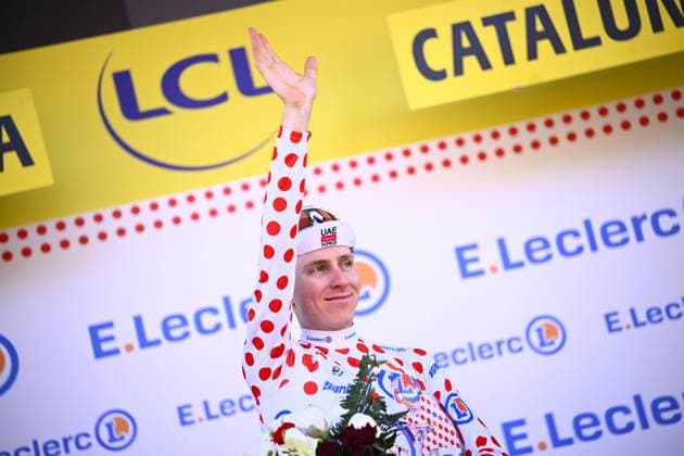 Tour de France 2026 Stage 1 BARCELONA, SPAIN - JULY 04 : Pogacar Tadej (SLO) of UAE Team Emirates XRG on the podium wearing the polka dot jersey during stage 1 of the 113rd edition of Tour de France an UCI World Tour 2.UWT Team Time Trial stage for Men Elite of 19 km with start in Barcelona and finish in Barcelona on July 4, 2026 in Barcelona, Spain, 04 07 2026 Barcelona Spain  Copyright: xTomasxSiskx