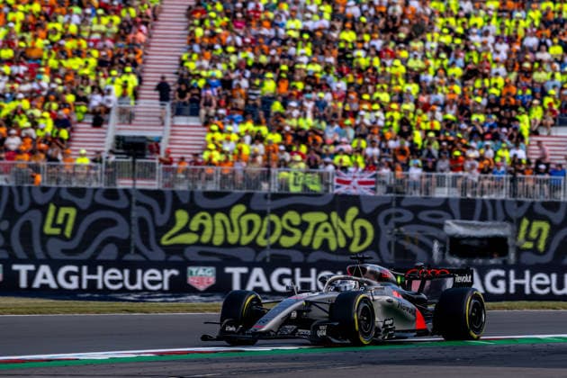 SILVERSTONE, UNITED KINGDOM: Nico Hulkenberg, racing for the Audi Revolut F1 Team, team during the 2026 Formula 1 British Grand Prix at the Silverstone Circuit in Silverstone, United Kingdom