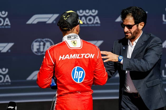F1 - BRITISH GRAND PRIX 2026 HAMILTON Lewis (gbr), Scuderia Ferrari SF-26, portrait, BEN SULAYEM Mohammed (uae), President of the FIA, portrait during the Formula 1 British Grand Prix 2026, 9th round of the 2026 Formula One World Championship, WM, Weltmeisterschaft from July 3 to 5, 2026 on the Silverstone Circuit, in Silverstone, United Kingdom - SilverstoneUnited Kingdom  Copyright: xPauloxMariax
