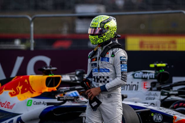 SILVERSTONE, UNITED KINGDOM: Lando Norris, racing for the McLaren F1 team during the 2026 Formula 1 British Grand Prix at the Silverstone Circuit in Silverstone, United Kingdom
