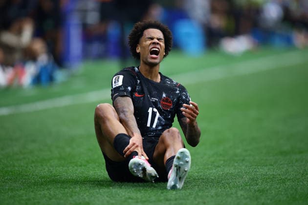 Canada Tajon Buchanan reacts during the FIFA World Cup, WM, Weltmeisterschaft, Fussball 2026 Round of 16 soccer match between Morocco and Canada at Houston Stadium, in United States, 4 July 2026. Canada - Morocco !ACHTUNG: NUR REDAKTIONELLE NUTZUNG!  Copyright: xCarlosxRamírezx GRAF1181 0860728547st