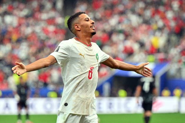 FIFA World Cup, WM, Weltmeisterschaft, Fussball 2026 - Round of 16 - Canada vs Morocco Azzedine Ounahi of Morocco celebratesscoring the 1-0 during the FIFA World Cup 2026 Round of 16 match Canada against Morocco, in Houston, USA, 04 July 2026. HOUSTON United States  Copyright: xSAMxWASSONx