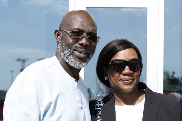EAST RUTHERFORD, NEW JERSEY - George Weah and his wife Clar Weah prior to the 2026 FIFA World Cup, WM, Weltmeisterschaft, Fussball Round of 32 match between France and Sweden at Metlife Stadium on June 30, 2026, in East Rutherford, New Jersey, United States. MAURICE VAN STEEN ANP FIFA World Cup 2026 - round of 32 2026 xVIxANPxSportx xMauricexvanxSteenxIVx 562796614 originalFilename: 562796614.jpg