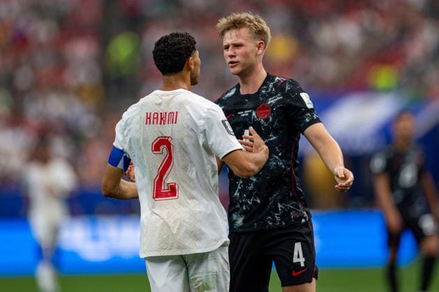 Achraf Hakimi and Luc De Fougerolles seen during FIFA World Cup, WM, Weltmeisterschaft, Fussball WM, Weltmeisterschaft, Fussball 2026 game between national teams of Canada and Morocco (Grzegorz Wajda Ball Raw Images) Houston Houston Stadium USA Copyright: xGrzegorzxWajdax GW_CANvMOR-29