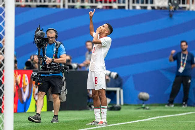 Azzedine Ounahi of Morocco celebrates after scoring team s second goal during the FIFA World Cup, WM, Weltmeisterschaft, Fussball 2026 Round of 16 match between Canada and Morocco at Houston Stadium on July 4th,2026 (Photo by Joao Bravo Sports Press Photo) (Joao Bravo Sports Press Photo SPP)  Copyright: xJoaoxBravo SportsxPressxPhotox xSPPx spp-en-JoBrPrPh-JBF_2845