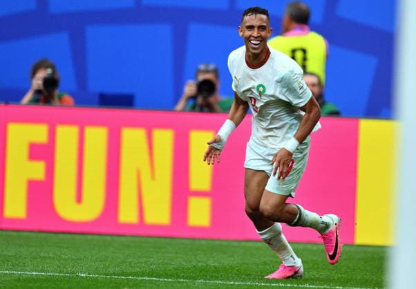 FIFA World Cup, WM, Weltmeisterschaft, Fussball 2026 - Round of 16 - Canada vs Morocco Soufiane Rahimi of Morocco celebrates scoring the 3-0 during the FIFA World Cup 2026 Round of 16 match Canada against Morocco, in Houston, USA, 04 July 2026. HOUSTON United States  Copyright: xSAMxWASSONx