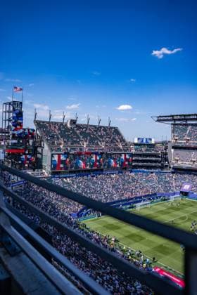FIFA Fussball Weltmeisterschaft 2026, Achtelfinale, Paraguay vs. Frankreich, 04.07.2026, Philadelphia Stadium Das Philadelphia Stadion vor Anpfiff der Partie beim Warm Up der beiden Mannschaften *** 2026 FIFA World Cup, Round of 16, Paraguay vs. France, July 4, 2026, Philadelphia Stadium: Philadelphia Stadium before kickoff as both teams warm up Copyright: xBahhoxKarax