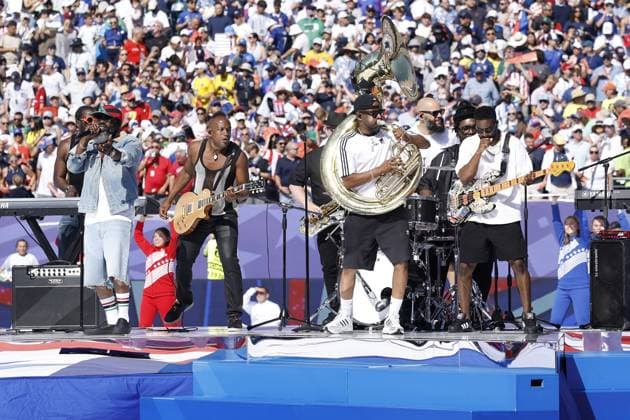 PHILADELPHIA - The Roots perform during celebrations for the 250th anniversary of the United States ahead of the 2026 FIFA World Cup, WM, Weltmeisterschaft, Fussball round of 16 match between Paraguay and France at Philadelphia Stadium on July 4, 2026, in Philadelphia, United States. MAURICE VAN STEEN ANP FIFA World Cup 2026 - round of 16 2026 xVIxANPxSportx xMauricexvanxSteenxIVx 562809513 originalFilename: 562809513.jpg
