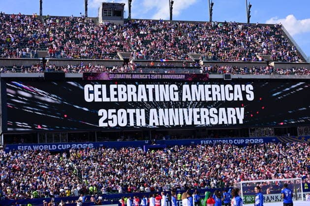 Paraguay v France - FIFA World Cup, WM, Weltmeisterschaft, Fussball 2026 - Round of 16 PHILADELPHIA, UNITED STATES - JULY 04: A view of the ceremony celebrating 4th of July before the 2026 FIFA World Cup Round of 16 match between Paraguay and France at Lincoln Financial Field (Philadelphia Stadium) in Philadelphia, Pennsylvania, United States on July 04, 2026. Abdulhamid Hosbas Anadolu Pennsylvania United States. Editorial use only. Please get in touch for any other usage.  Copyright: x2026xAnadoluxAbdulhamidxHosbasx