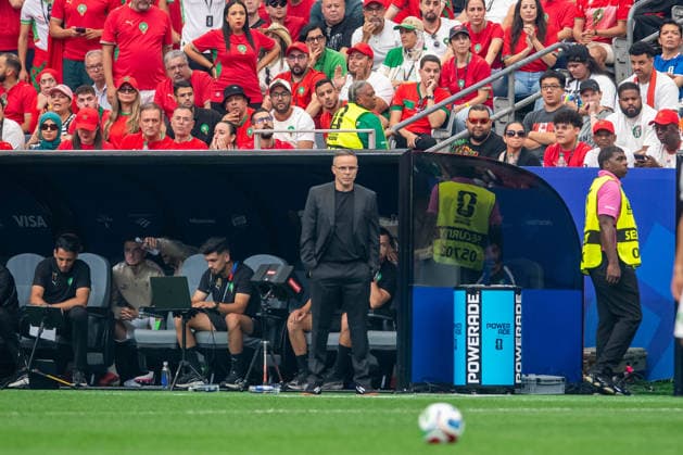 July 4, 2026: Morocco manager Mohamed Ouahbi during a FIFA World Cup, WM, Weltmeisterschaft, Fussball Round of 16 match between Canada and Morocco in Houston, TX. .. CSM Morocco Defeats Co-Host Canada 3-0 To Reach World Cup Quarterfinals  - ZUMAc04_ 20260704_faf_c04_015 Copyright: xTraskxSmithx