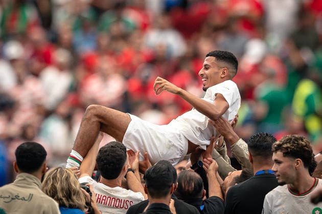 July 4, 2026, Houston, Texas, USA: Morocco midfielder AZZEDINE OUNAHI (8) celebrates win after the Round of 16 match between Morocco and Canada at the FIFA World Cup, WM, Weltmeisterschaft, Fussball 2026 at Houston Stadium in Houston, Texas, on Saturday, July 4, 2026. Morocco defeated Canada 3-0. Morocco Defeats Co-Host Canada 3-0 To Reach World Cup Quarterfinals  - ZUMAp213 20260704_znp_p213_014 Copyright: xLynnxPenningtonx