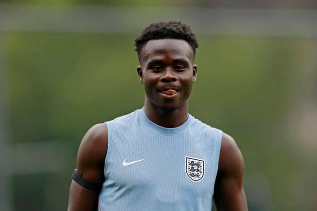 July 4, 2026, Mexico City, Mexico: Bukayo Saka of the England looks on during the training session one day ahead of the FIFA World Cup, WM, Weltmeisterschaft, Fussball 2026 round of 16 match between Mexico and England at Pumas La Cantera training center on July 04, 2026 in Mexico City, Mexico. Photo: DiaEsportivo Mexico City Mexico - ZUMAh208 20260704_zsp_h208_029 Copyright: xHeulerxAndreyx