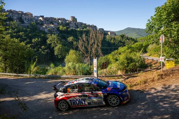 FIA ERC: Rally Di Roma Capitale Andrea Crugnola (ITA) and Luca Beltrame (ITA) drive a Lancia Ypsilon HF Rally2 during the third round of the FIA European Rally Championship: Rally di Roma Capitale in Rome, Italy, on July 4, 2026. Rome Lazio Italy  Copyright: xFedericoxManonix originalFilename:manoni-ercrally260704_npU5D.jpg