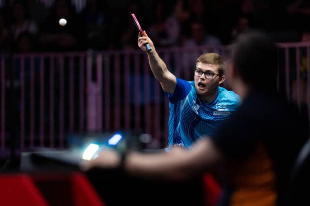 LOS ANGELES, CALIFORNIA - JULY 04: Alexis Lebrun of France competes in the Men s Singles Quarterfinal match against Felix Lebrun of France on day 9 of United States Smash 2026 at Ontario Convention Center on July 4, 2026 in Los Angeles, California.  Copyright: xVCGx 111652317611