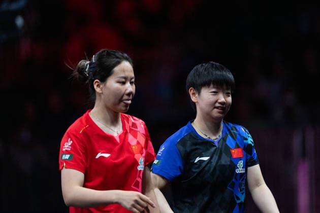 LOS ANGELES, CALIFORNIA - JULY 04: Sun Yingsha of China reacts in the Women s Singles Quarterfinal match against Chen Xingtong of China on day 9 of United States Smash 2026 at Ontario Convention Center on July 4, 2026 in Los Angeles, California.  Copyright: xVCGx 111652321716