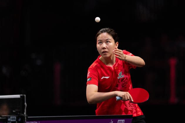 LOS ANGELES, CALIFORNIA - JULY 04: Chen Xingtong of China competes in the Women s Singles Quarterfinal match against Sun Yingsha of China on day 9 of United States Smash 2026 at Ontario Convention Center on July 4, 2026 in Los Angeles, California.  Copyright: xVCGx 111652321722