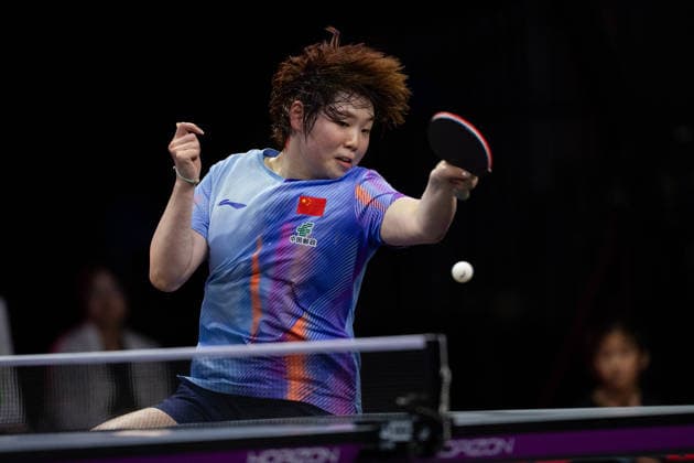 LOS ANGELES, CALIFORNIA - JULY 04: Kuai Man of China competes in the Women s Singles Quarterfinal match against Hitomi Sato of Japan on day 9 of United States Smash 2026 at Ontario Convention Center on July 4, 2026 in Los Angeles, California.  Copyright: xVCGx 111652333237