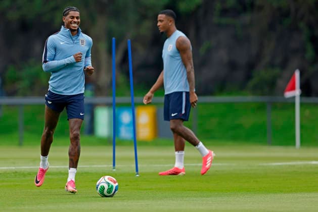 RECORD DATE NOT STATED 4th July 2026; Pumas La Cantera training center, Mexico City, Mexico; FIFA World Cup, WM, Weltmeisterschaft, Fussball Football, England Training Session; Marcus Rashford of the England controls the ball HeulerxAndrey DiaEsportivo