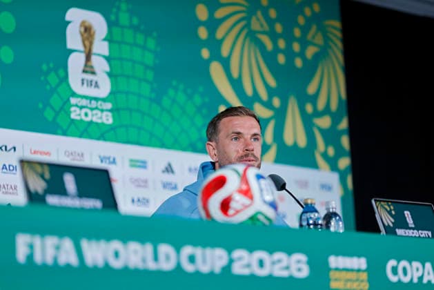 RECORD DATE NOT STATED 4th July 2026; Mexico City Stadium, Mexico City, Mexico; FIFA World Cup, WM, Weltmeisterschaft, Fussball Football, England press conference, PK, Pressekonferenz Jordan Henderson of the England speaks HeulerxAndrey DiaEsportivo