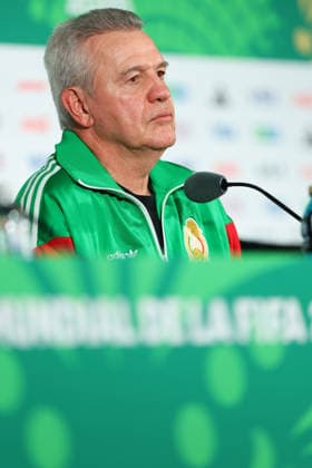 (260705) -- MEXICO CITY, July 5, 2026 -- Javier Aguirre, head coach of Mexico, speaks during a press conference, PK, Pressekonferenz ahead of the round of 16 match between Mexico and England at the 2026 FIFA World Cup, WM, Weltmeisterschaft, Fussball in Mexico City, Mexico, July 4, 2026. (Photo by Xinhua) (SP)MEXICO-MEXICO CITY-FOOTBALL-FIFA WORLD CUP-PRESS CONFERENCE-MEXICO FranciscoxCanedo 
