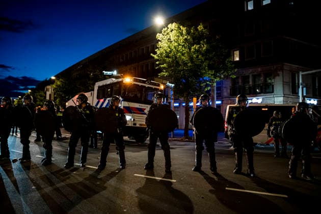 Football, 2026 FIFA World Cup, Canada v Morocco, Celebrating Moroccan fans and riots in The Hague