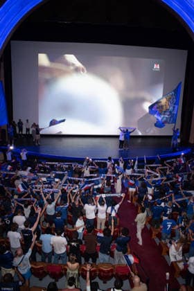 FIFA World Cup, WM, Weltmeisterschaft, Fussball 2026 - France v Paraguay - Fans At The Grand Rex The Grand Rex projection of the France-Paraguay match during the Football World Cup 2026 in Paris, France on July 4, 2026. Photo by Leo Malon ABACAPRESS.COM Paris France  Copyright: xLeoxMalon ABACAx