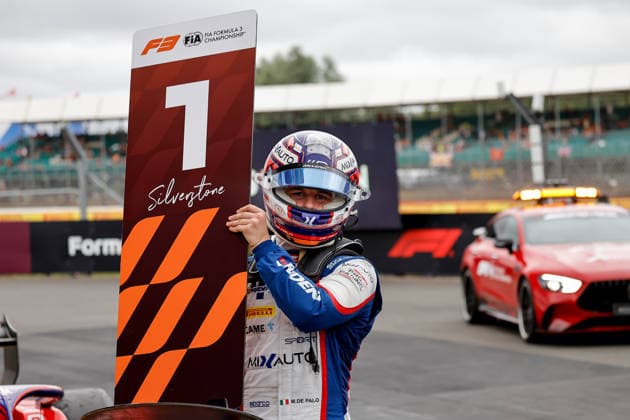 AUTO - FORMULA 3 2026 - SILVERSTONE DE PALO Matteo (ita), Trident, Dallara F3 2025, portrait Celebration podium during the 5th round of the 2026 FIA Formula 3 Championship from July 3 to 5, 2026 on the Silverstone Circuit, in Silverstone, United Kingdom - SilverstoneUnited Kingdom  Copyright: xPauloxMariax