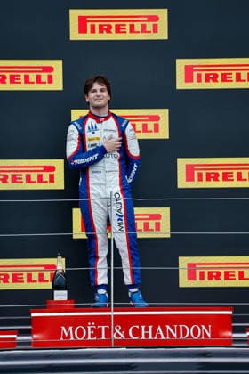 AUTO - FORMULA 3 2026 - SILVERSTONE DE PALO Matteo (ita), Trident, Dallara F3 2025, portrait Celebration podium during the 5th round of the 2026 FIA Formula 3 Championship from July 3 to 5, 2026 on the Silverstone Circuit, in Silverstone, United Kingdom - SilverstoneUnited Kingdom  Copyright: xPauloxMariax