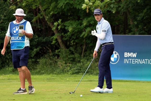 EICHENRIED, GERMANY - JULY 05: HOLLICK, Michael (RSA) and Caddy at the Final Round of the BMW International Open, Eichenried, Germany, DP World Tour, Final Round on July 5, 2026 in Eichenried, Germany, BMW International Open, Eichenried, Germany, 05.07.2026 Bavaria Germany Copyright: xPhotographer:xNilsxKoepkex