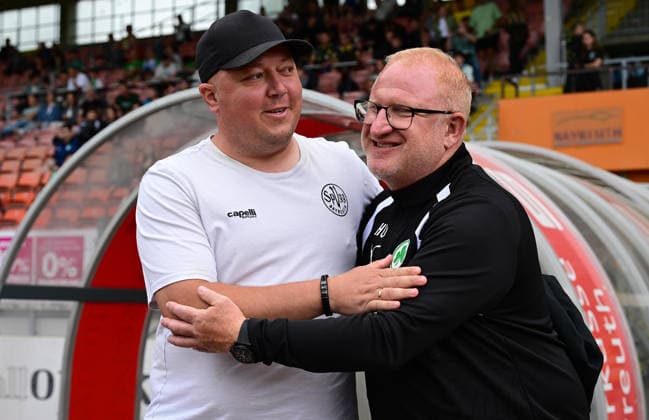 05.07.2026 - Fussball - Saison 2026 2027 - Testspiel Freundschaftsspiel - SpVgg Bayreuth - SpVgg Greuther Fürth ( Kleeblatt ) - - Sportfoto Zink - xwoxzix - regulations prohibit any use of photographs as image sequences and or quasi-video - only for editorial use - Lukas Kling ( Trainer SpVgg Bayreuth ) Heiko Vogel ( Trainer SpVgg Greuther Fürth ) *** July 5, 2026 Soccer Season 2026–2027 Exhibition Match Friendly Match SpVgg Bayreuth SpVgg Greuther Fürth Kleeblatt Sports Photo by Zink xwoxzix; regulations prohibit any use of photographs as image sequences and or quasi-video; for editorial use only. Lukas Kling, Coach SpVgg Bayreuth Heiko Vogel, Coach of SpVgg Greuther Fürth