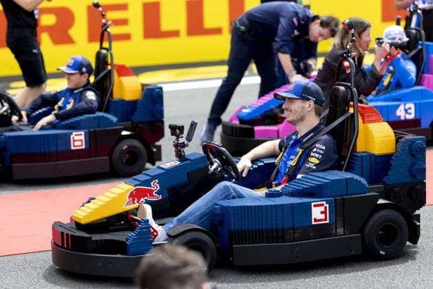 SILVERSTONE - Max Verstappen (Red Bull Racing) in a LEGO kart during the drivers parade at the Silverstone circuit for the British Grand Prix. SANDER KONING ANP xVIxANPxSportx xxANPxIVx 562860345 originalFilename: 562860345.jpg