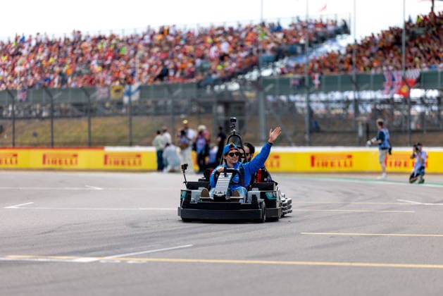 July 5, 2026, Silverstone, Northamptonshire, United Kingdom: ANDREA KIMI ANTONELLI (12, Mercedes AMG Petronas F1 Team, ITA, Italian F1 Driver, W17) with FIA President MOHAMMED BEN SULAYEM with LEGO Karts during the drivers parade on race day (Sunday) at the Formula 1 Pirelli British Grand Prix 2026 at Silverstone Circuit F12026: British Grand Prix  - ZUMAr193 20260705_zsp_r193_110 Copyright: xSaraxRuffonix