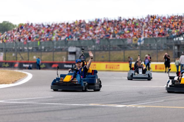 July 5, 2026, Silverstone, Northamptonshire, United Kingdom: MAX VERSTAPPEN (3, Oracle Red Bull Racing, NLD, Dutch F1 Driver, RB22) with LEGO Karts during the drivers parade on race day (Sunday) at the Formula 1 Pirelli British Grand Prix 2026 at Silverstone Circuit F12026: British Grand Prix  - ZUMAr193 20260705_zsp_r193_111 Copyright: xSaraxRuffonix