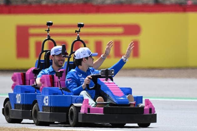 RECORD DATE NOT STATED 5th July 2026; Silverstone Circuit, Northamptonshire, England; FIA Formula 1 2026 British F1 Grand Prix; Race Day; Pierre Gasly of Alpine and Franco Colapinto of Alpine during the lego car race SimonxWest
