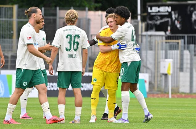 05.07.2026 - Fussball - Saison 2026 2027 - Testspiel Freundschaftsspiel - SpVgg Bayreuth - SpVgg Greuther Fürth ( Kleeblatt ) - - Sportfoto Zink MeZi - xmexzix - regulations prohibit any use of photographs as image sequences and or quasi-video - only for editorial use - von links : Jannis Heuer (22, SpVgg Greuther Fürth ) Philipp Müller (36, SpVgg Greuther Fürth ) Silas Prüfrock (43, SpVgg Greuther Fürth ) David Abrangao (40, SpVgg Greuther Fürth ) *** July 5, 2026 Soccer Season 2026–2027 Exhibition Match Friendly Match SpVgg Bayreuth SpVgg Greuther Fürth Kleeblatt Sports Photo Zink MeZi xmexzix regulations prohibit any use of photographs as image sequences and or quasi-video; for editorial use only by From left: Jannis Heuer, 22, SpVgg Greuther Fürth; Philipp Müller, 36, SpVgg Greuther Fürth; Silas Prüfrock, 43, SpVgg Greuther Fürth; David Abrangao, 40, SpVgg Greuther Fürth