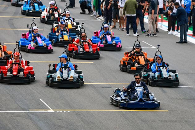 F1 - BRITISH GRAND PRIX 2026 Lego drivers parade: BEN SULAYEM Mohammed (uae), President of the FIA, RUSSELL George (gbr), Mercedes AMG F1 Team W17, KIMI ANTONELLI Andrea (ita), Mercedes AMG F1 Team W17, LECLERC Charles (mco), Scuderia Ferrari SF-26, HAMILTON Lewis (gbr), Scuderia Ferrari SF-26, during the Formula 1 British Grand Prix 2026, 9th round of the 2026 Formula One World Championship, WM, Weltmeisterschaft from July 3 to 5, 2026 on the Silverstone Circuit, in Silverstone, United Kingdom - SilverstoneUnited Kingdom  Copyright: xFLORENTxGOODENx