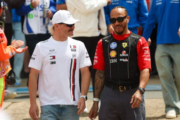 F1 - BRITISH GRAND PRIX 2026 HAMILTON Lewis (gbr), Scuderia Ferrari SF-26, portrait and BOTTAS Valtteri (fin), Cadillac F1 Team MAC-26, portrait during the Formula 1 British Grand Prix 2026, 9th round of the 2026 Formula One World Championship, WM, Weltmeisterschaft from July 3 to 5, 2026 on the Silverstone Circuit, in Silverstone, United Kingdom - SilverstoneUnited Kingdom  Copyright: xEricxAlonsox