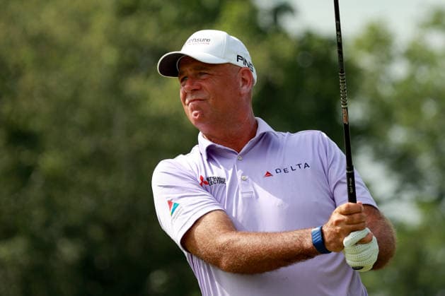 U.S. Senior Open Championship COLUMBUS, OHIO - JULY 5: Stewart Cink of Georgia hits from the 6th tee during the final round of the 46th U.S. Senior Open Championship 2026 at Scioto Country Club in Columbus, Ohio, USA, July 5, 2026. Columbus Ohio United States  Copyright: xAmyxLemusx originalFilename:lemus-ussenior260705_npL0g.jpg