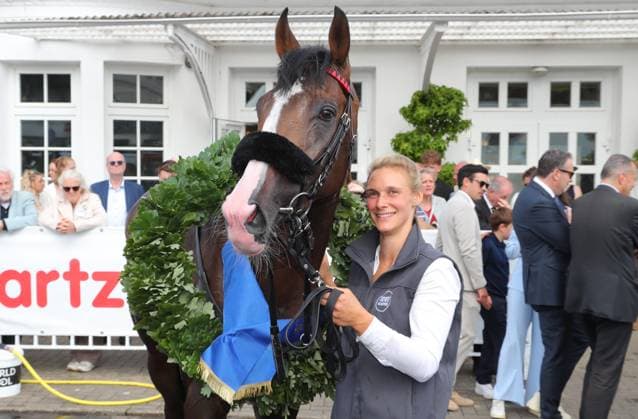 05.07.2026, GER,Reitsport, Rennen 8 IDEE 157. Deutsches Derby , Derby Meeting Hamburg - Galopprennen, Hamburger Renn-Club e.V., Galopprennbahn Hamburg Horn, Hamburg Derbysieger IDEE 157. Deutsches Derby Hengst Dardanos ( 15) vom Stall Bergholz *** July 5, 2026, GER, Equestrian Sports, Race 8 IDEE 157 German Derby, Derby Meeting Hamburg Horse Race, Hamburger Renn Club e.V., Hamburg Horn Racetrack, Hamburg Derby Winner IDEE 157 German Derby, Stallion Dardanos 15 from Bergholz Stables nordphotoxGmbHx xTauchnitz nph00059